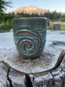 Gilded Breathe Cup- Earthy Teals and Blues with Swirl 11oz